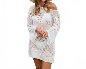 NEW ELSIE & ZOEY crochet cover up in white